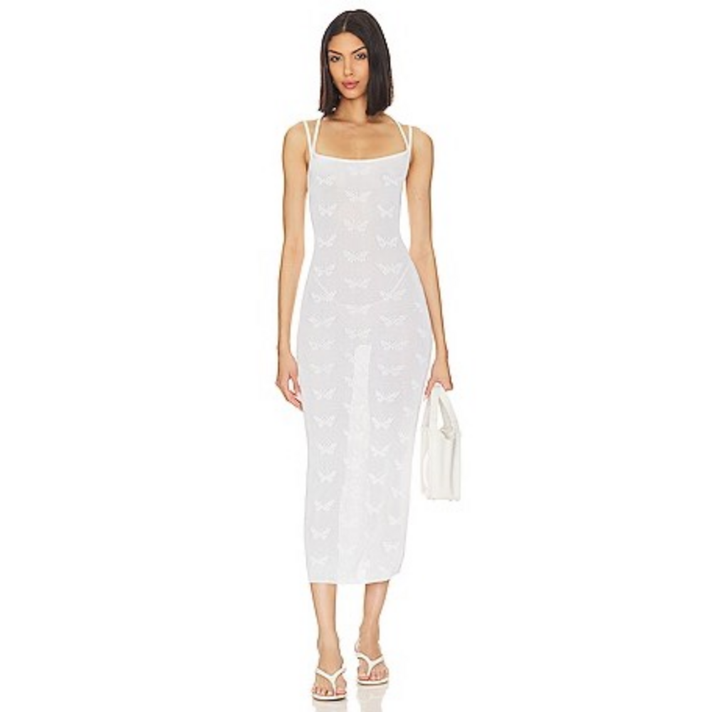 MAJORELLE Elazer Butterfly Midi Dress in White - Picture 1 of 2